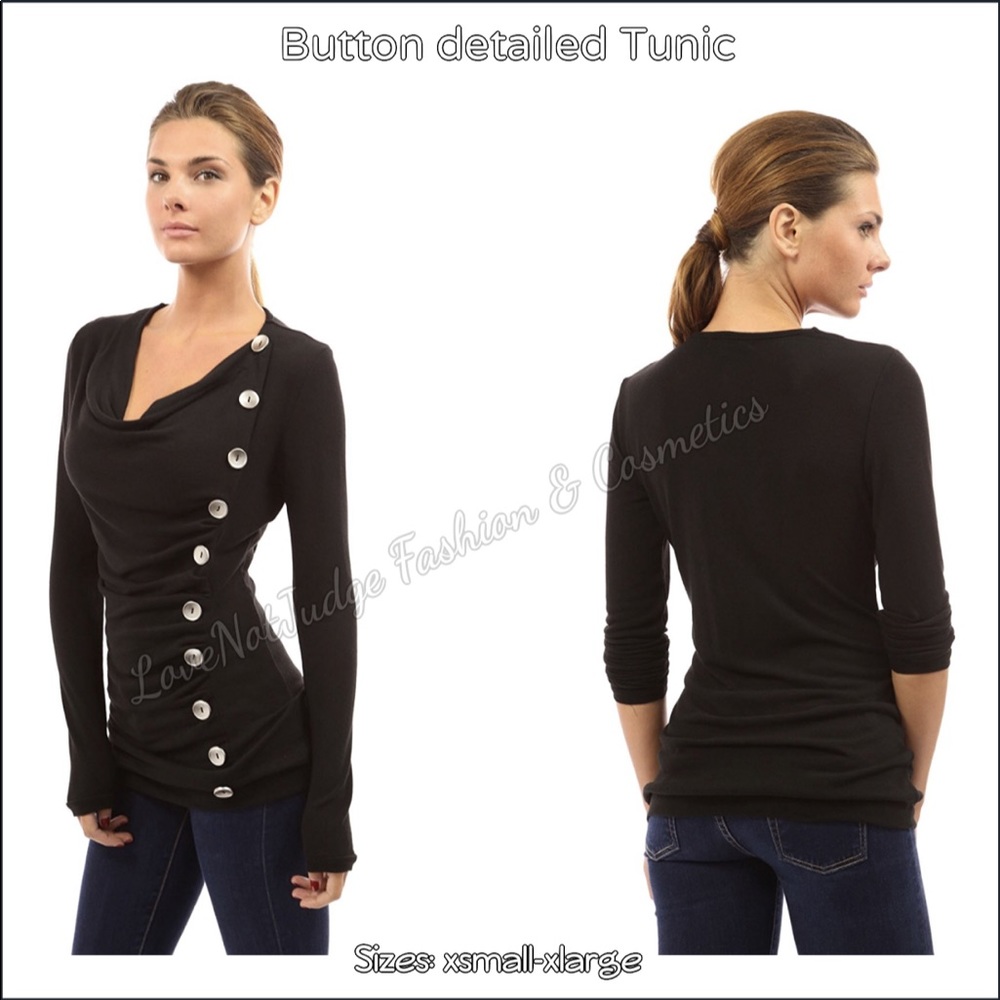 NWT BUTTON EMBELLISHED LONG SWEATER TUNIC Xs-xL - Picture 1 of 1